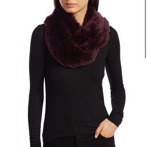 FROM FUR SALON SAX FIFTH AV SCARF AND HEAD BAND SET. WINE COLOR. NEW/GREAT PRICE